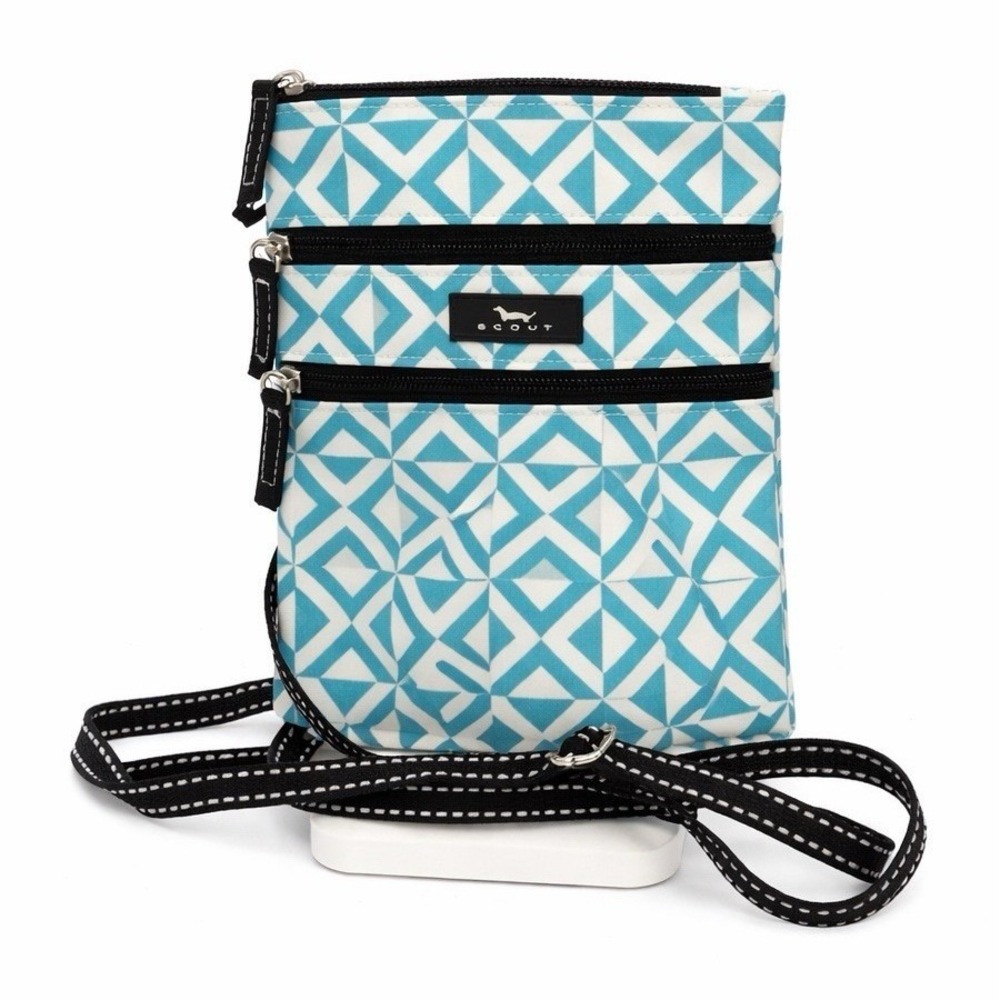 SCOUT‎ Blue White Geometric Crossbody Bag Purse Women with Multiple Compartments